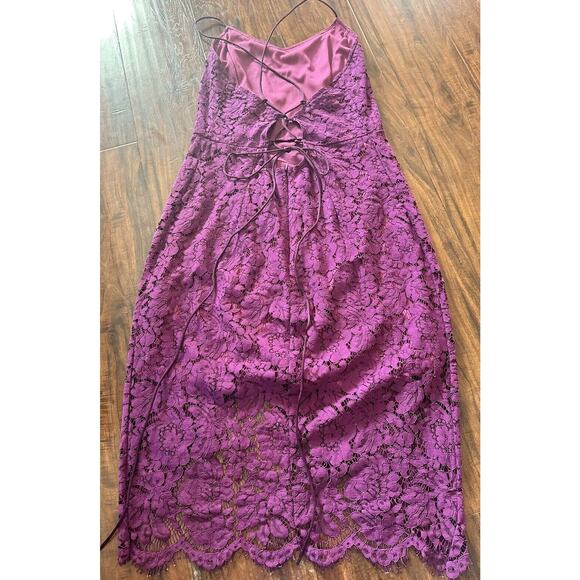 AOOKSMERY Women's Dress Magenta Lace Corset Back Zipper Strappy Size Large #947 - Picture 2 of 5